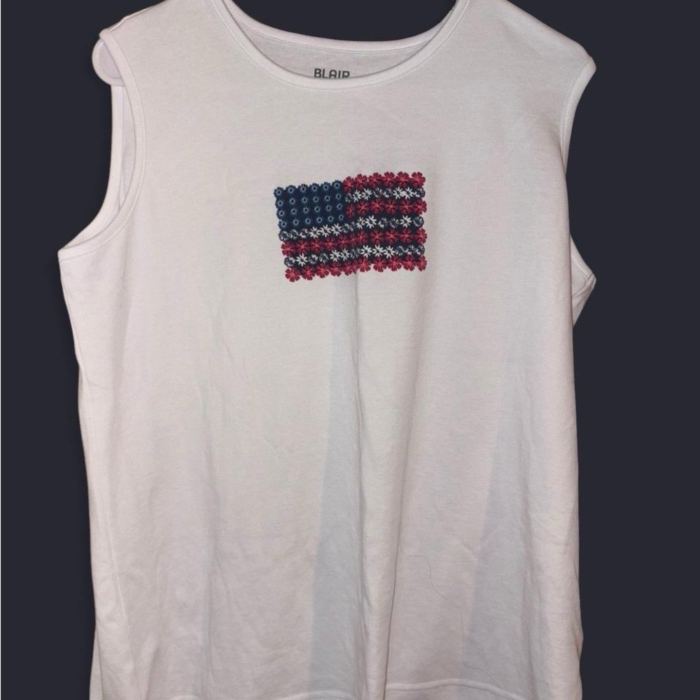 Blair White American Flag Tank Top | Patriotic 4th of July Sleeveless Shirt